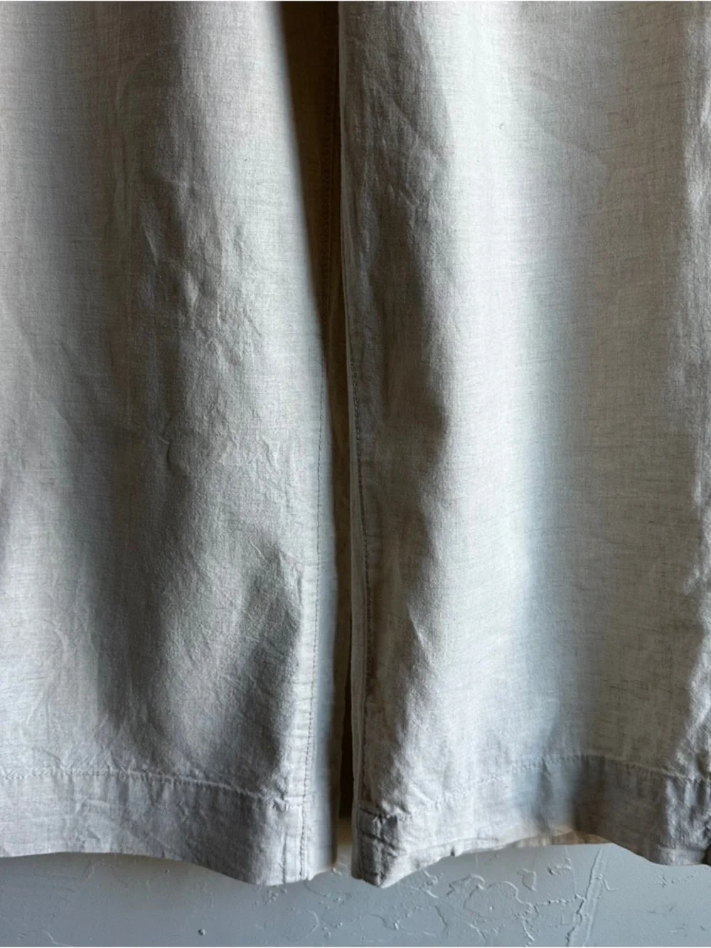 H&M Linen Cotton Wide Leg Pants Cream Coastal‎ Grandma Minimalist Capsule Sz S